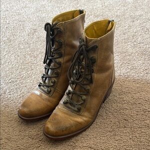 Free People Vintage Brown Leather Lace-Up Boots